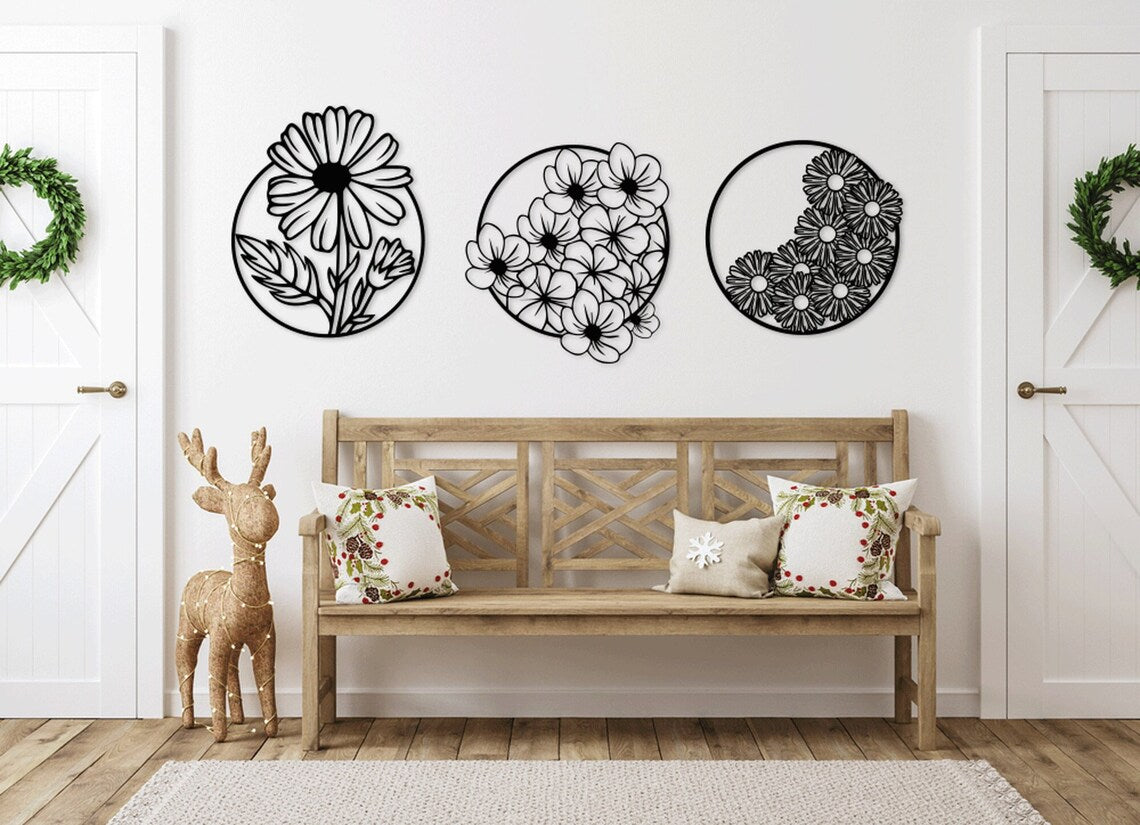 Daisy Flowers Triplet - Wall Art