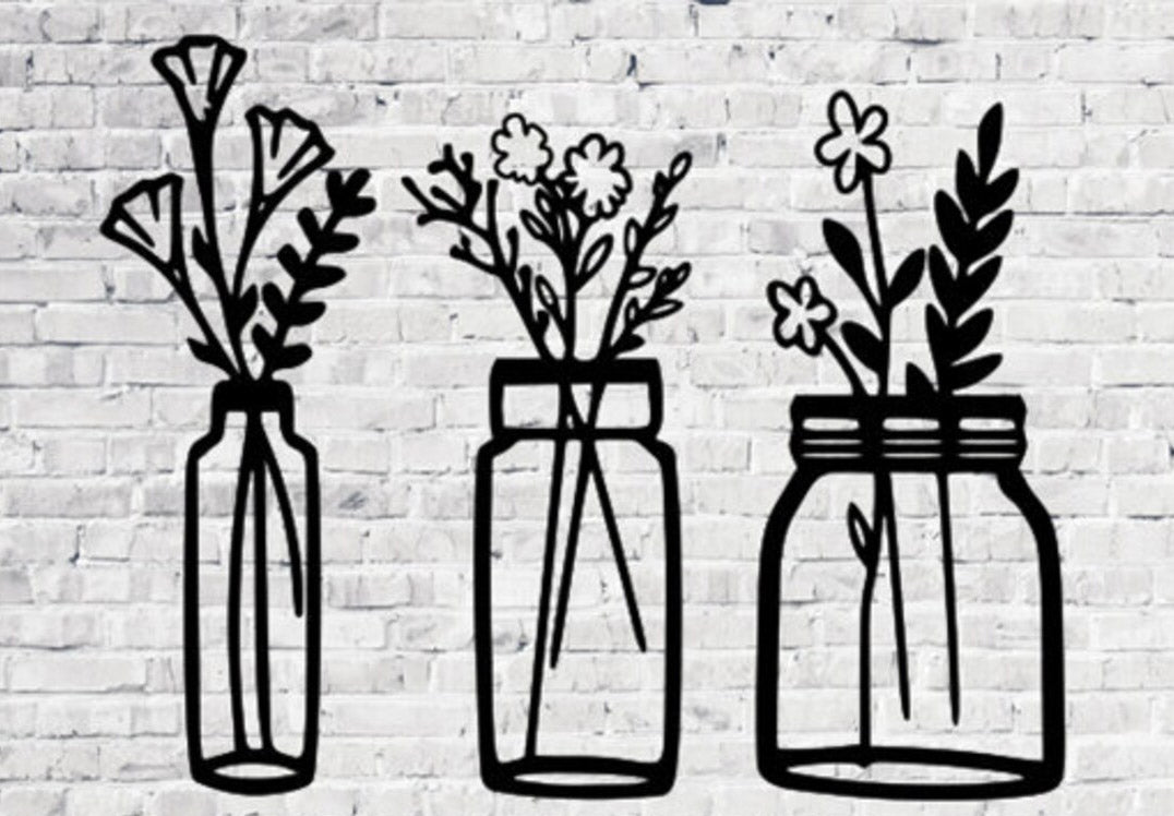 Flowers in Jars - Wall Art Triplet