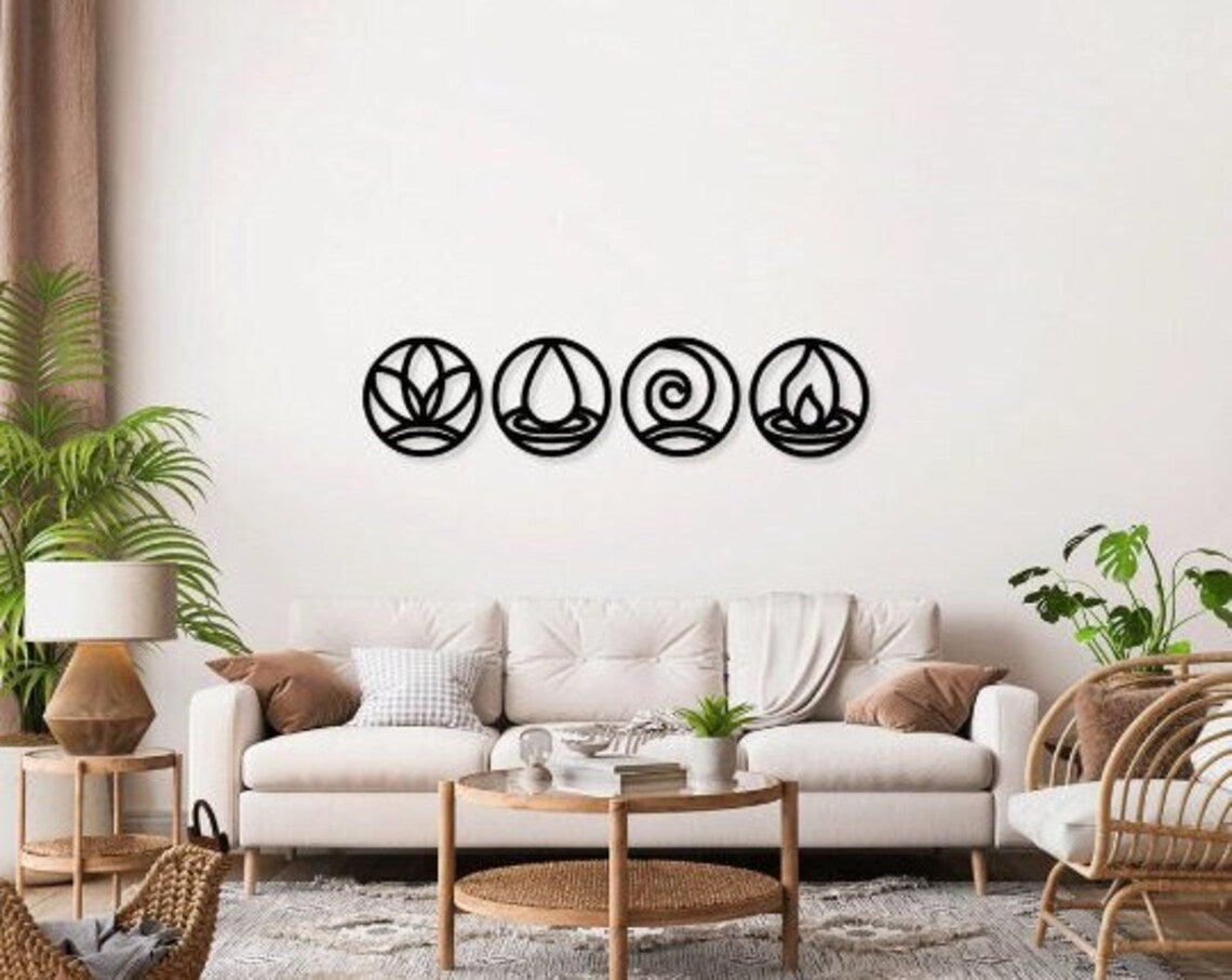 Four Elements in Circles - Wall Art Set