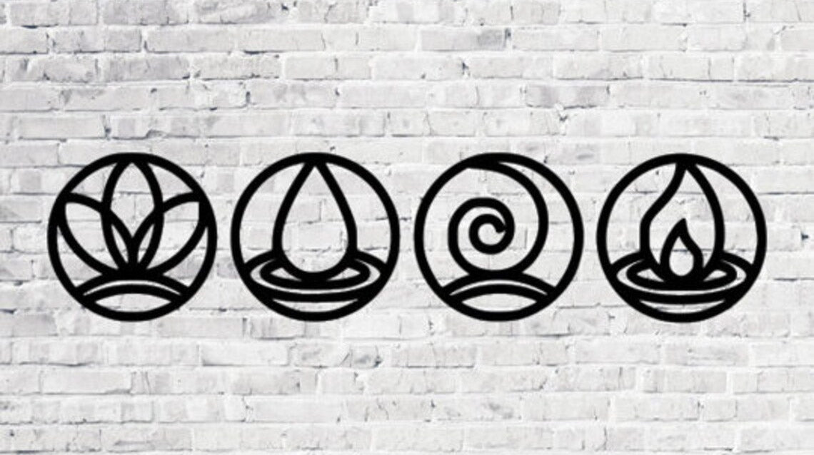 Four Elements in Circles - Wall Art Set