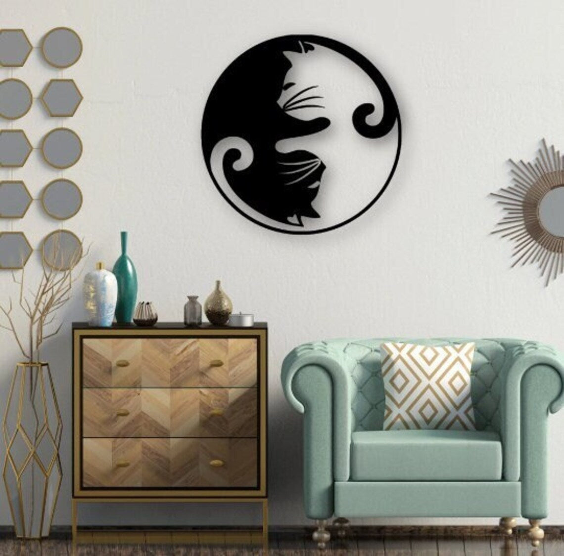 Yin Yang Cats - Wall Art