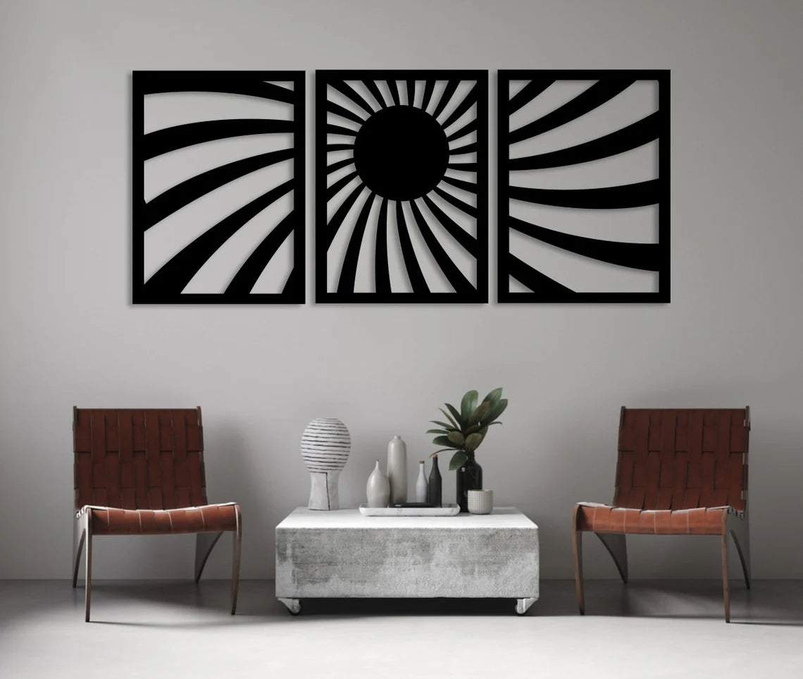 Abstract Sun - Wall Art Trio