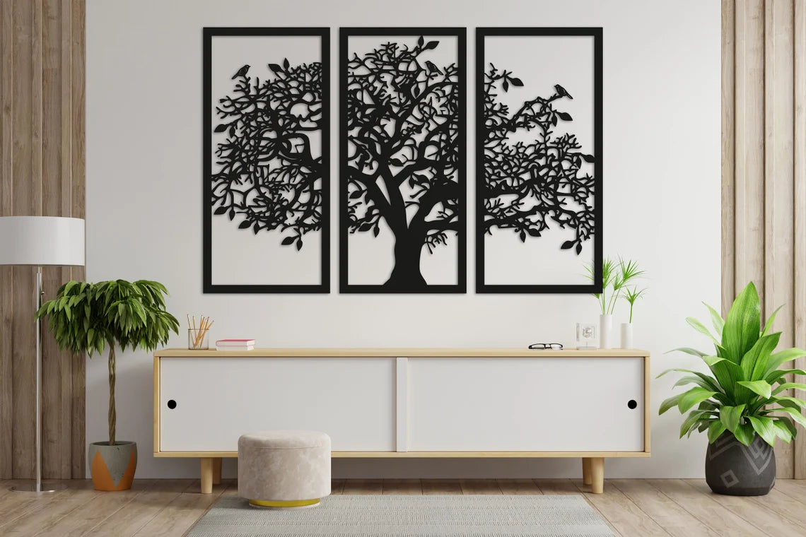 Tree with Birds - Wall Art Trio