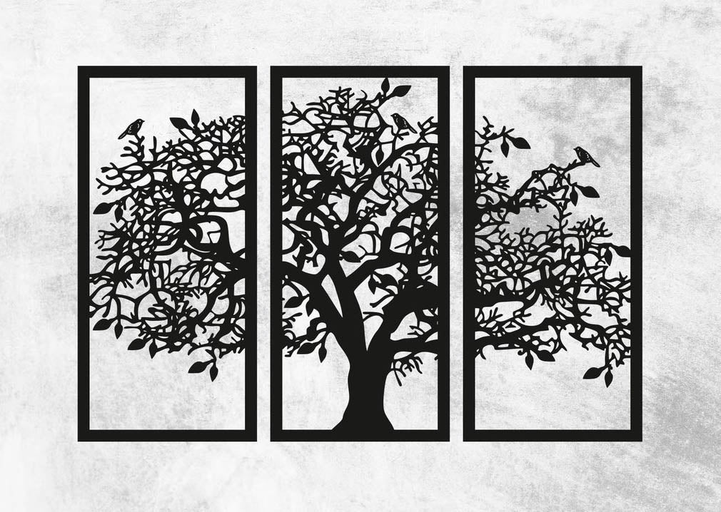 Tree with Birds - Wall Art Trio