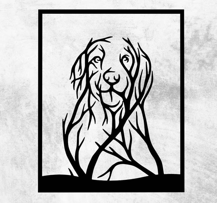 Dog, Branch Design - Wall Art