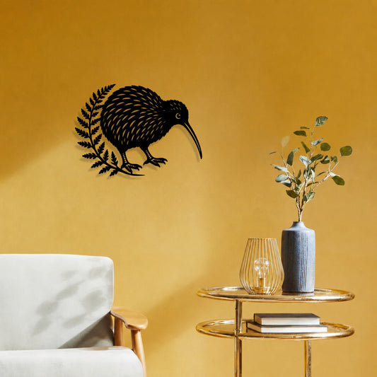 Kiwi with Fern - Wall Art